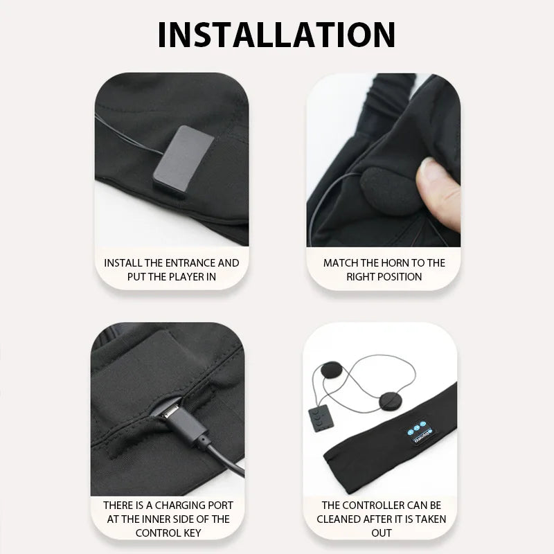 Bluetooth Headphones for bedroom. Elasticized wireless headphones with music.