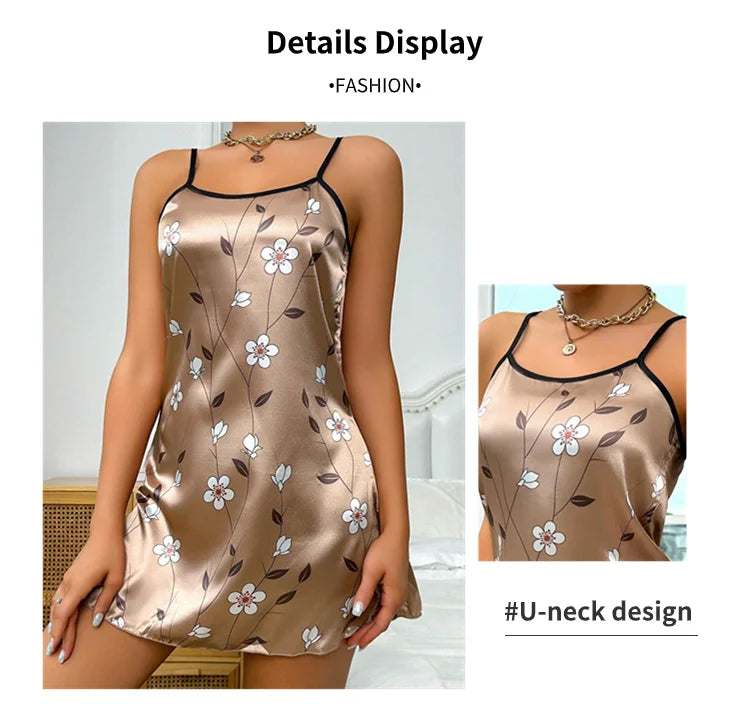 Women's sleepwear in satin with floral print