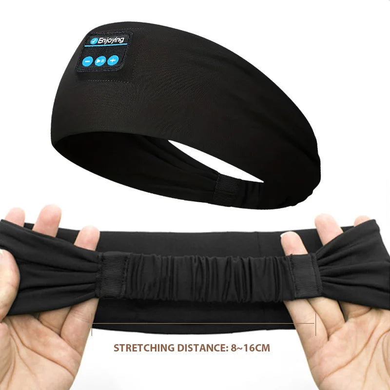 Bluetooth Headphones for bedroom. Elasticized wireless headphones with music.