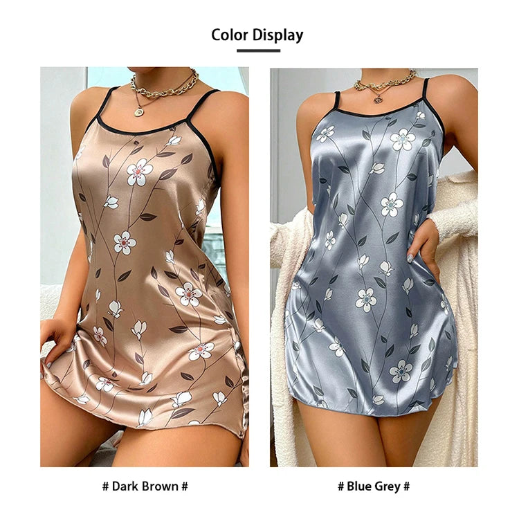 Women's sleepwear in satin with floral print