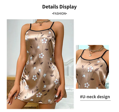 Women's sleepwear in satin with floral print