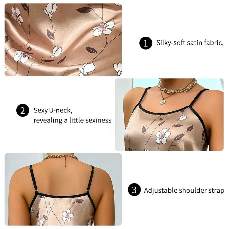 Women's sleepwear in satin with floral print
