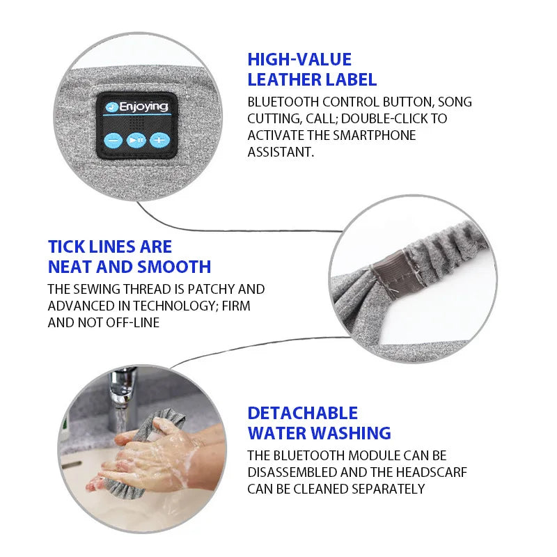 Bluetooth Headphones for bedroom. Elasticized wireless headphones with music.