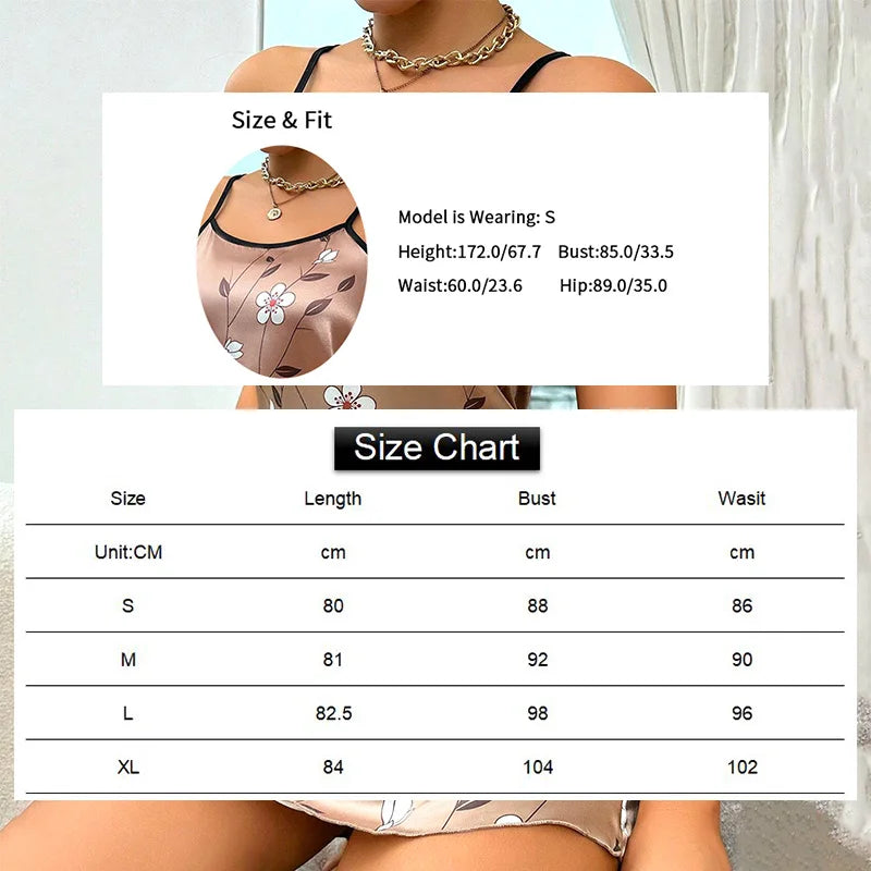 Women's sleepwear in satin with floral print